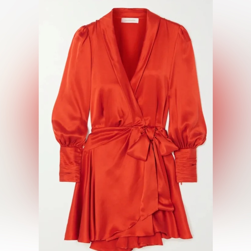 Zimmermann Silk Red Wrap Mini Dress size 0 NWT